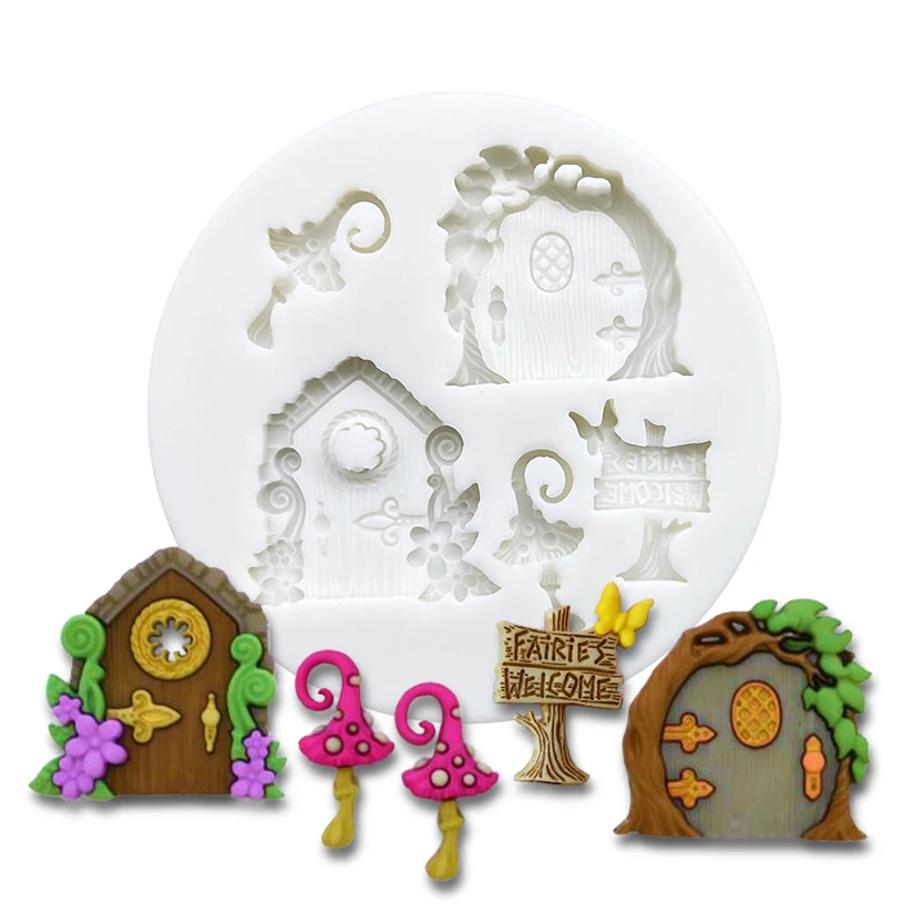 

Wooden Doors Fairy Silicone Mold Sugarcraft Cupcake Baking Mold Fondant Cake Decorating Tools