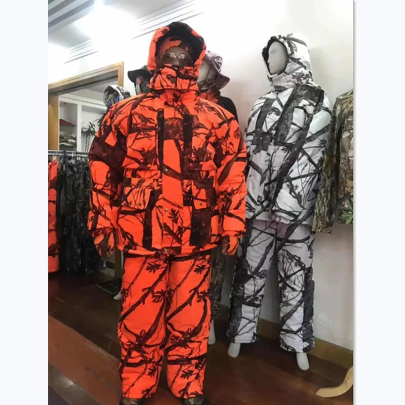 Outdoor Hunting Camouflage Set Cotton Jacket Waterproof Stormsuit Fishing Birdwatching Ski Bionic Suit Winter