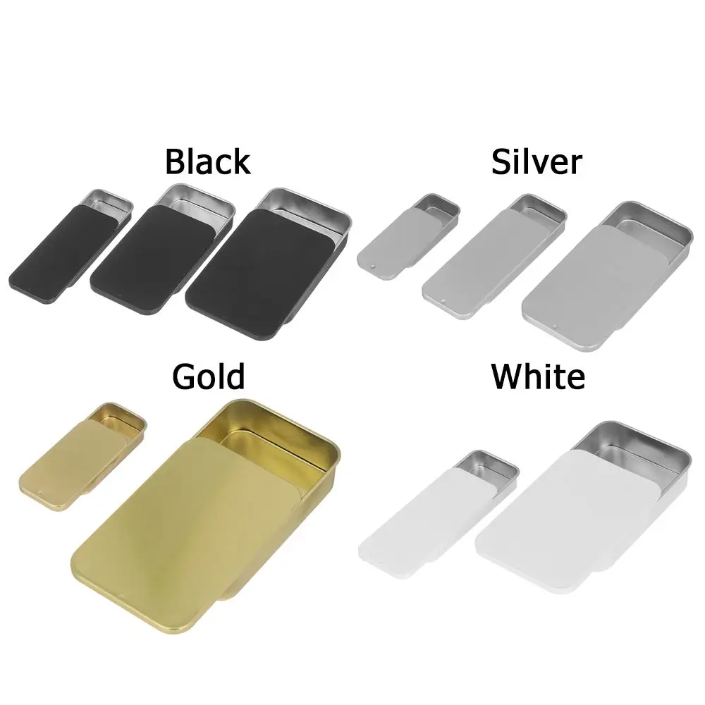 Compact Rectangular Tin Storage Box for Jewelry, Pills, and Cosmetics