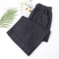 100KG Summer New Casual High Waiste Thin Lyocell Denim Capri Pants Plus Size Women Wide Leg Jeans 448 - Image 5