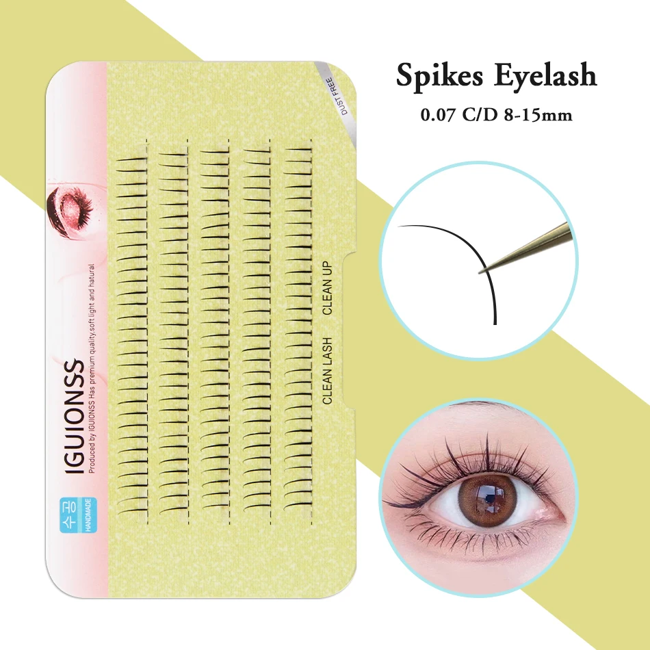 

IGUIONSS 5 Rows Single Cluster Self-Grafting False Lashes Natural Soft Thick Spikes Eyelashes Mink Volume Eyelashes Makeup Tool