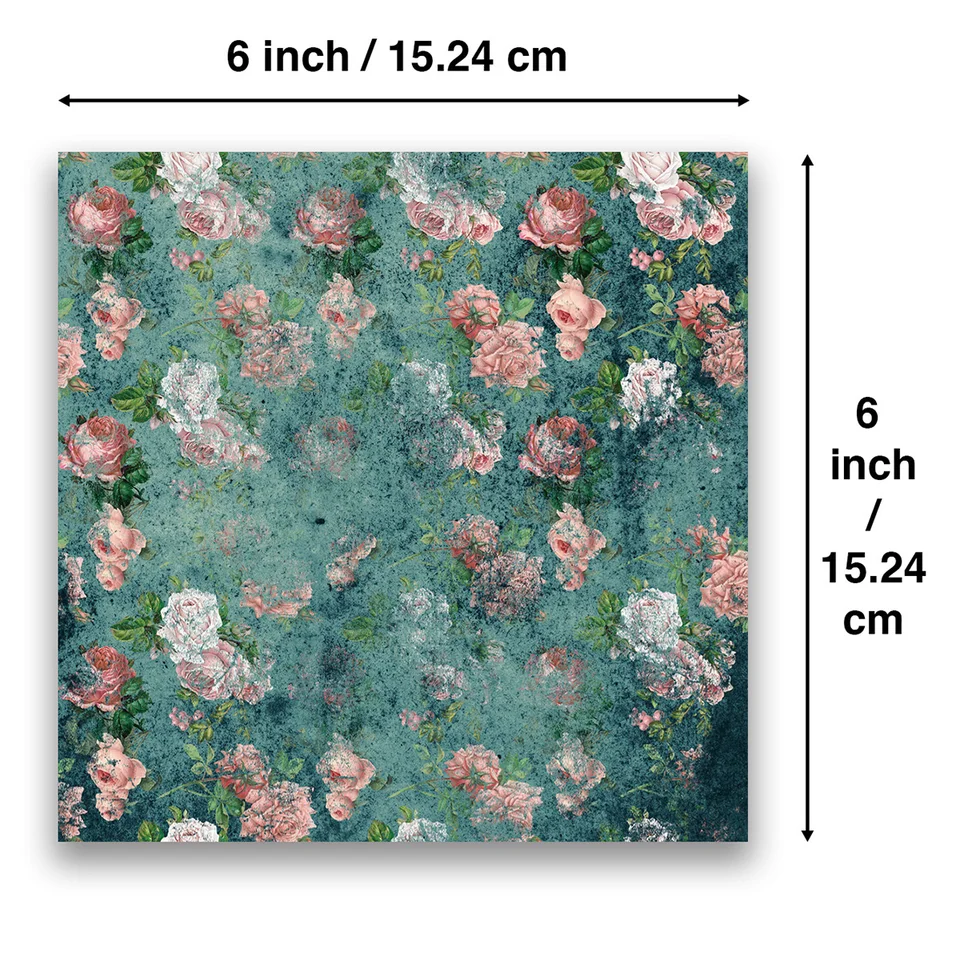 Paquete De Papel Para álbumes De Recortes, 6 X 6, álbum De Recortes De Primavera, Suministros De álbumes De Recortes Clásico, 12 Diseños De Papel Retro Con Patrón Floral, 24 Hojas De