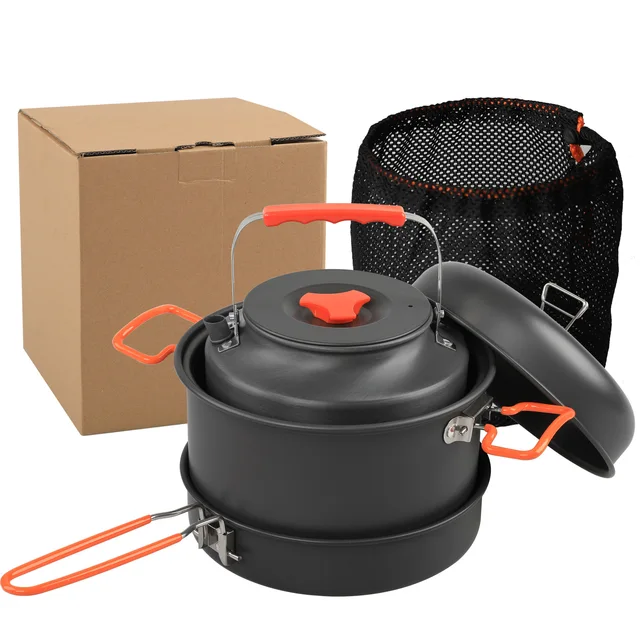 Outdoor Cookware Set Camping Cooking Pot Kettle Steamer Fry Pan Cooking Set 4