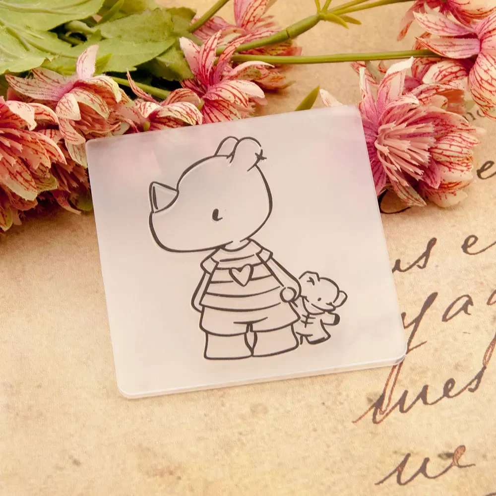 Plastic Embossing Folder Cartoon Pattern 3D Design For Paper Card Decoration