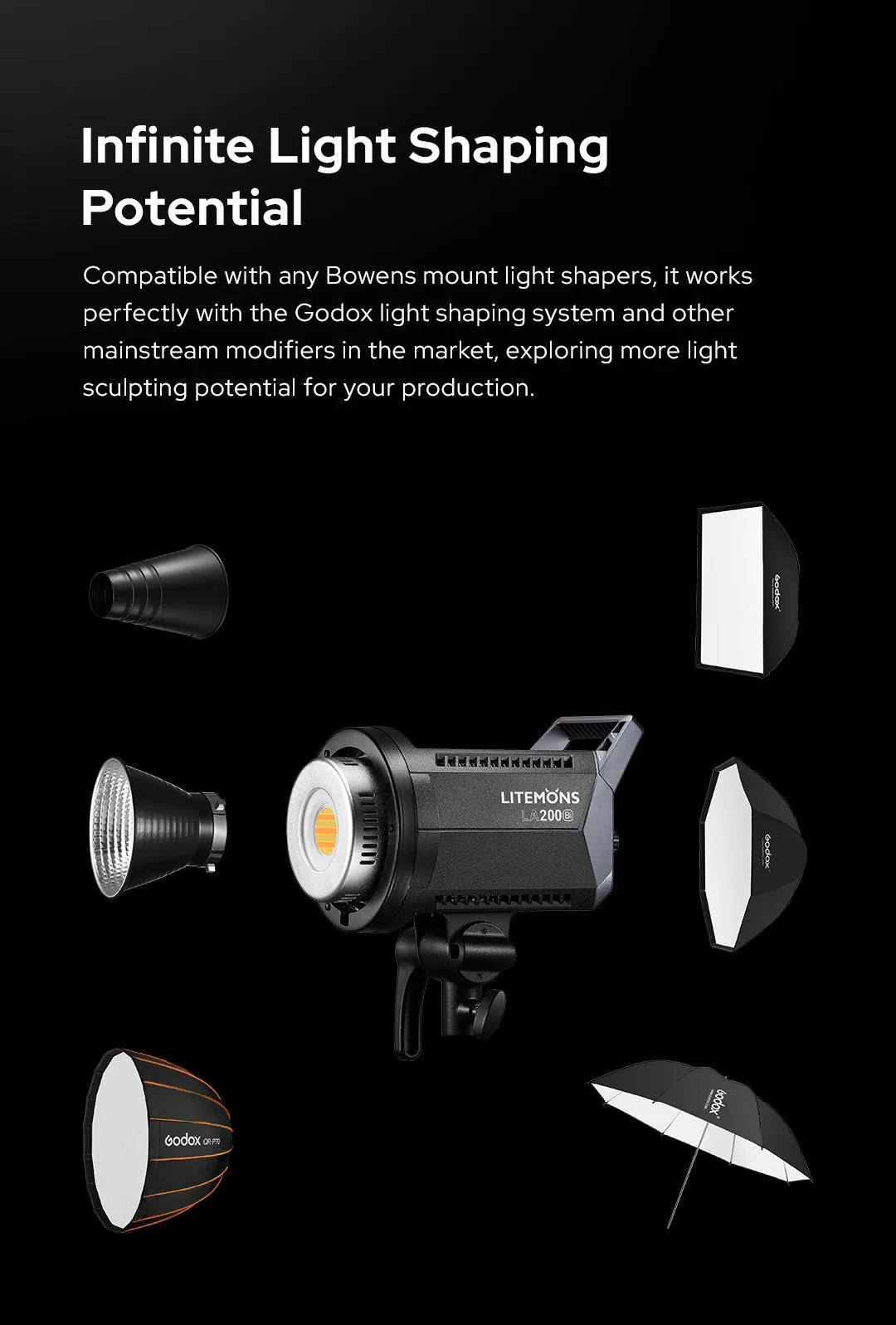 LA200D LA200BI 230W LA150D LA150BI 190W LED Video Light LCD Panel Continuous Out