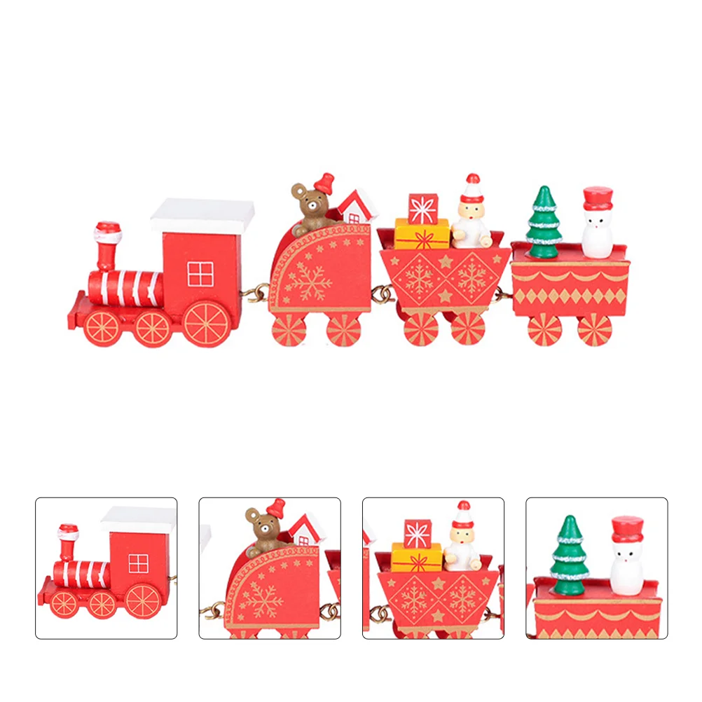 

Xmas Train Decor Cartoon Christmas Adornment Wooden Ornament Desktop Decor