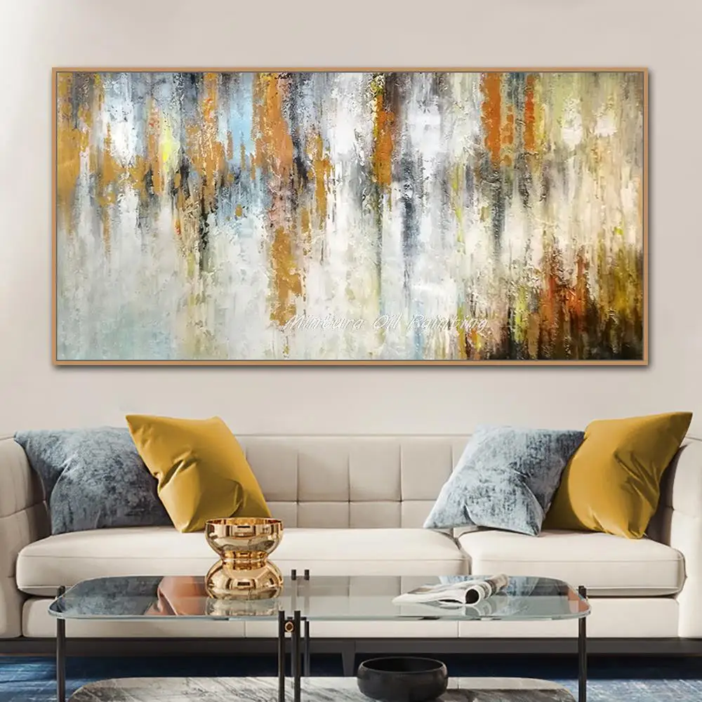 

Large Size 100% Handmade Handpainted Oil Paintings on Canvas,Golden Abstract Modern Wall Hang Art Picture Living Room Home Decor