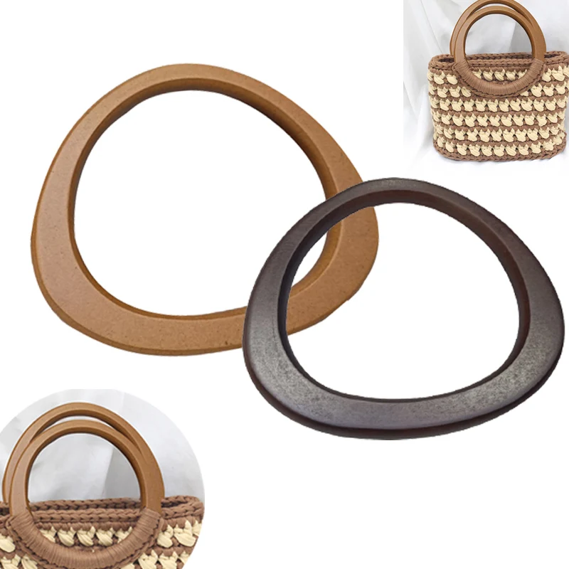 

1/2PC D Shape Wood Bag Handle Replacement Handle For Woven Bag Handbag Classic Purse Solid Wood Handcraft DIY Bags Accessories