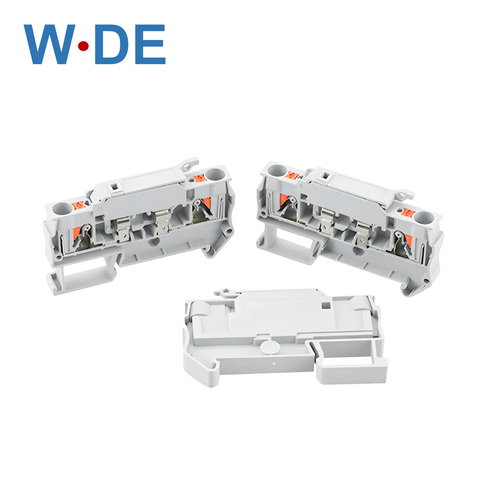Din Rail Terminal Blocks PT 4-HESI Gray Connector Push In Spring Fuse Terminal Block Connector Screwless Fuse Holder 5Pcs
