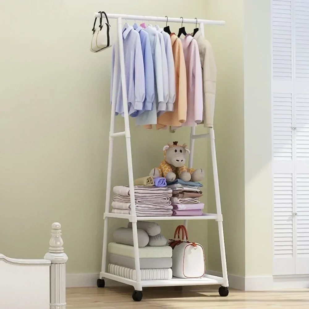 Triangle Coat Rack Movable Triangle Rolling Clothes Storage Racks with Pulley Simple Floor Standing Metal Coat Hangers Organizer clothes rack