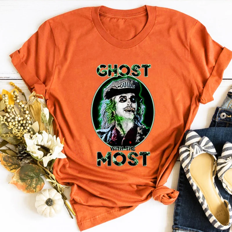 

Ghost Women T Shirt Harajuku Women Clothes Beetlejuice Vintage Clothes Cartoon Gothic T-shirts Beetlejuice Tees