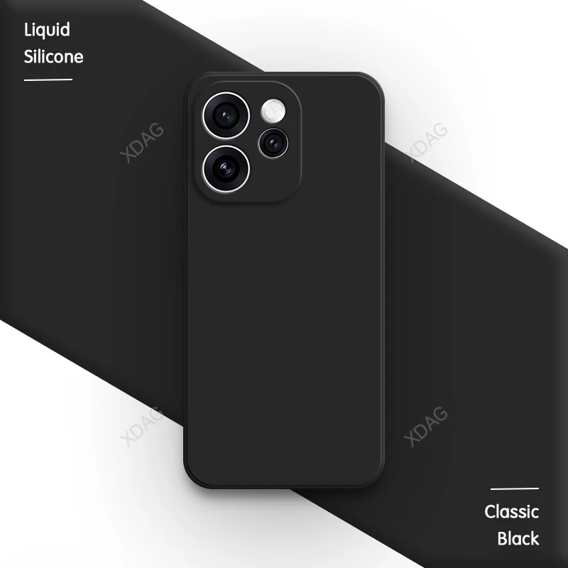 Premium Liquid Silicone Phone Case with Camera Protection - Square Design, Classic Soft Back Cover