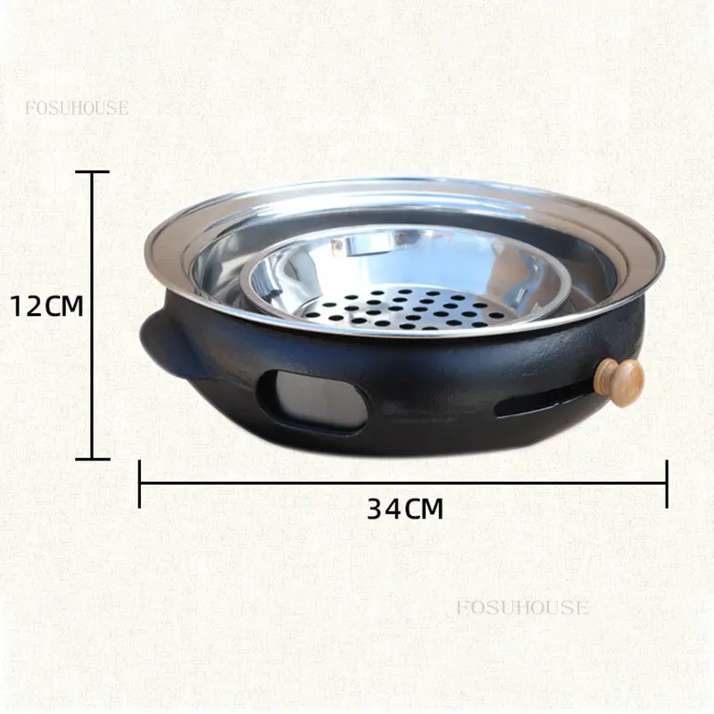 Cast Iron Charcoal Barbecue Stove Fire Pits Korean-style Commercial Table Grill Stand Household Fire Pit Outdoor Heating Stove