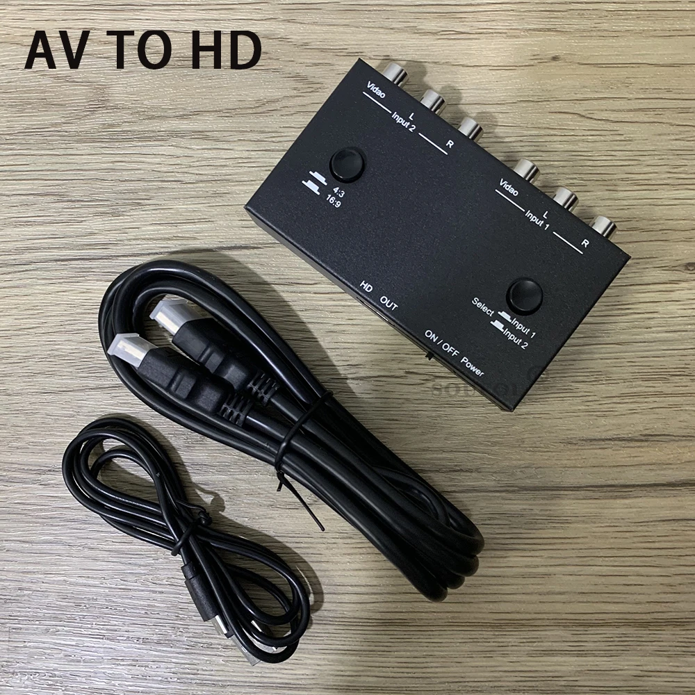 

New Full HD 1080P 2 Port AV to HDMI-compatible Converter Support PAL/NTSC 1080P RCA Adapter For PS2/3 TV BOX HDTV Projector