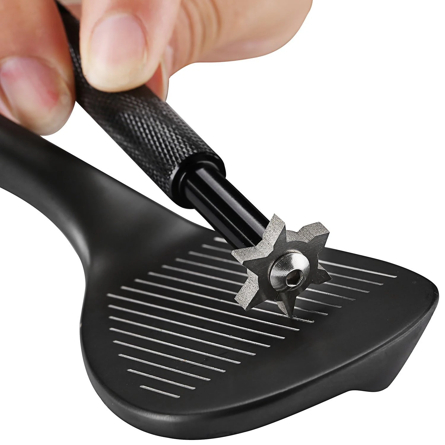 Golf Club Groove Sharpener Golf Accessory Tool  6 Heads Strong Wedge Alloy Wedge Sharpening Tool  for Re-Grooving Golf Clubs 5