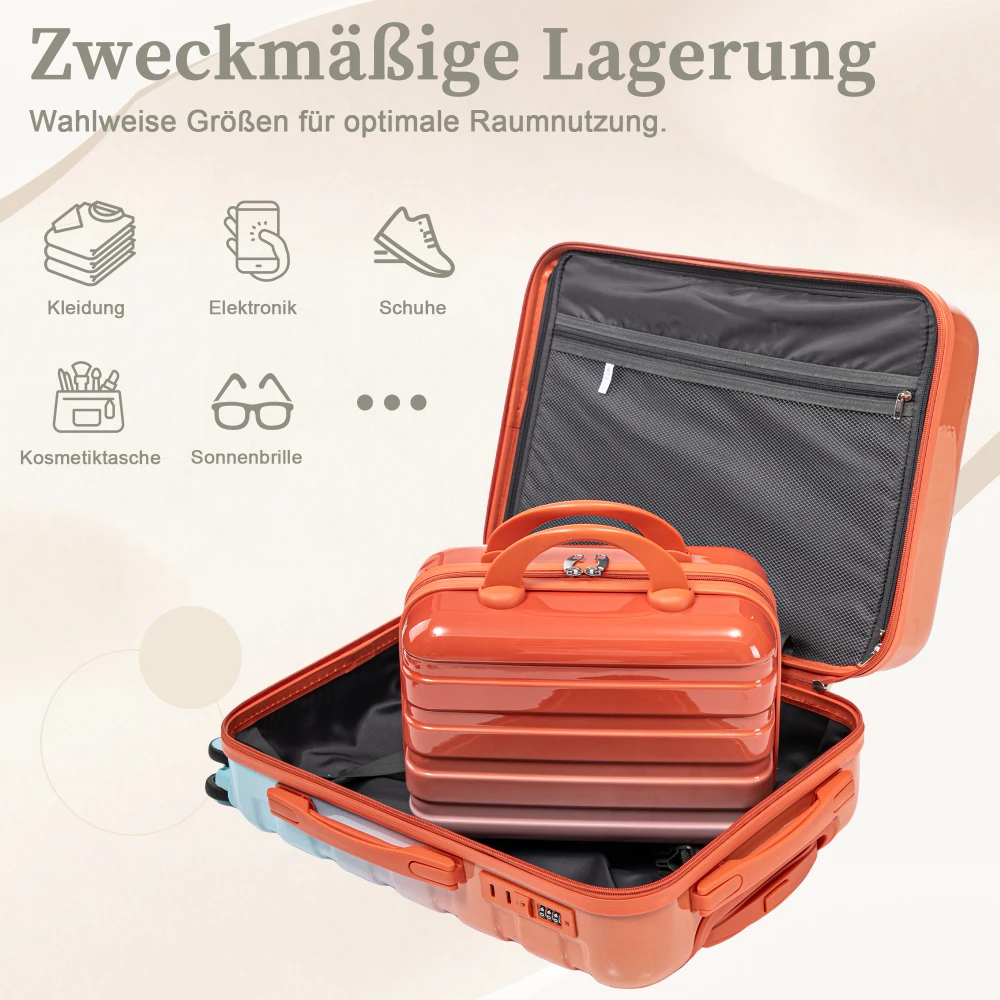 14"/20" 2-teiliges PC-Spinner-Kofferset mit Zahlenschloss & 360°-Drehung ° Doppelte Geräuscharme Drehräder – Detail 20