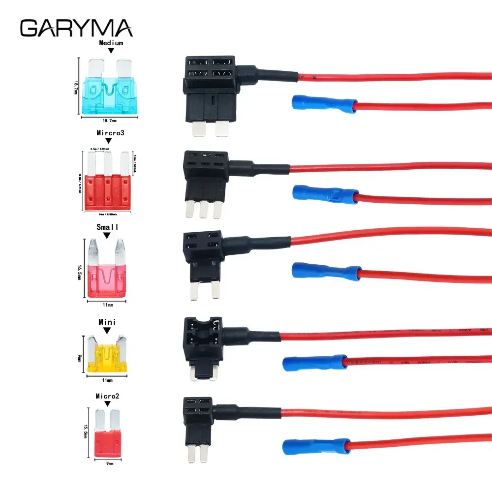 12V Car Fuse Holder Add-a-circuit TAP Adapter with ATM APM 5A 10A 15A 20A Micro2 Mini Small Medium Blade Car Automotive Fuse car fuse holder fuse holder fuse adapter holder
