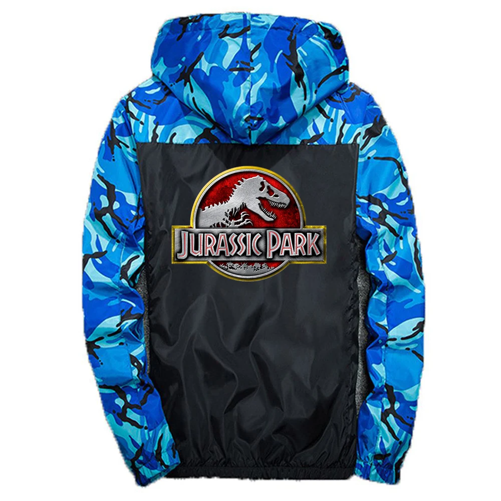 Jurassic Park 2023 New Spring and Autumn Fashion Four Color Coat Sports Patchwork Men Comfortable Slim Fit Camo Hoodie
