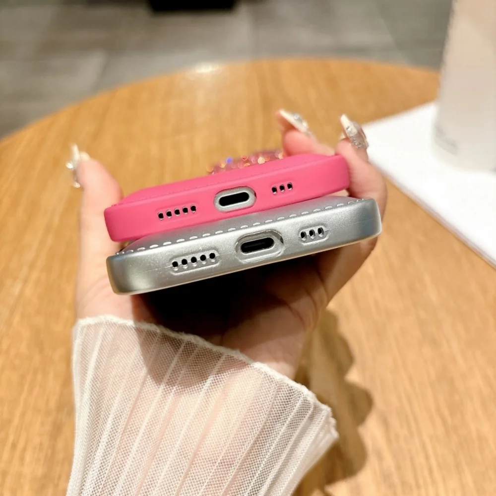 Luxury and Fashionable Diamond Bow Soft Down Jacket Phone Case