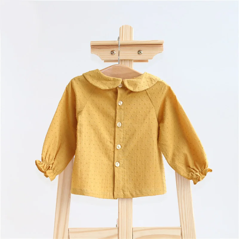 Baby girl clothes 0-3t Spring Infant Blouses Baby Girl Solid Puff Sleeve Shirts Cotton Infant Long Sleeve T Shirts Toddler Casual Lapel Tops