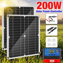 200W Solar Panel Kit With 60A Controller USB 12V Portable Solar Power Charger for Bank Battery Camping Car Boat RV Solar Plate