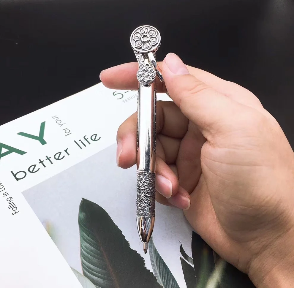 S925 New Sterling Silver Six Character Truth Spring Signature Pen Gel Pen, Birthday Gift Men's Business Pen the ministry of truth