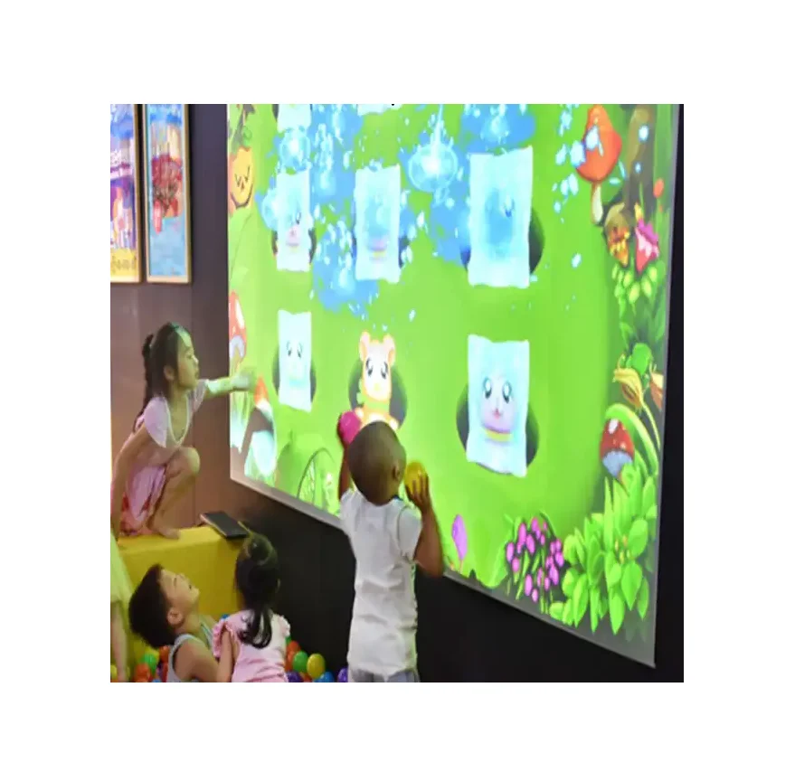 Large screen wireless sensor interactive wall projection games kids interactive wall magic ball shooting game