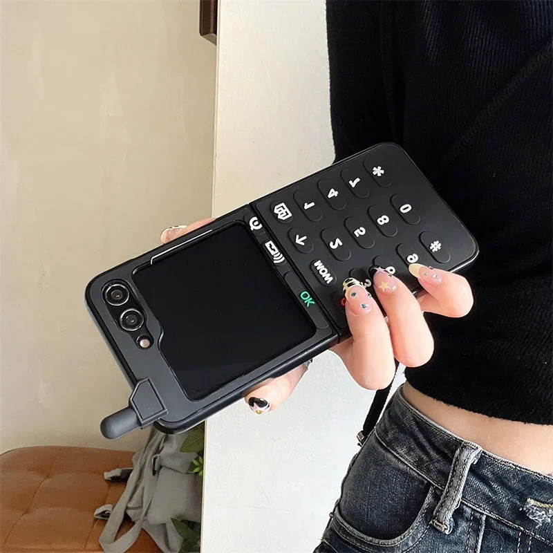 3D Retro Button Phone Pattern Shockproof Case - Enhanced Protection Cover