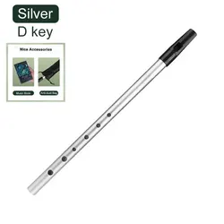 Miwayer Authentic 6-Hole Tin Whistle for Traditional Irish Music (D Key Silver)