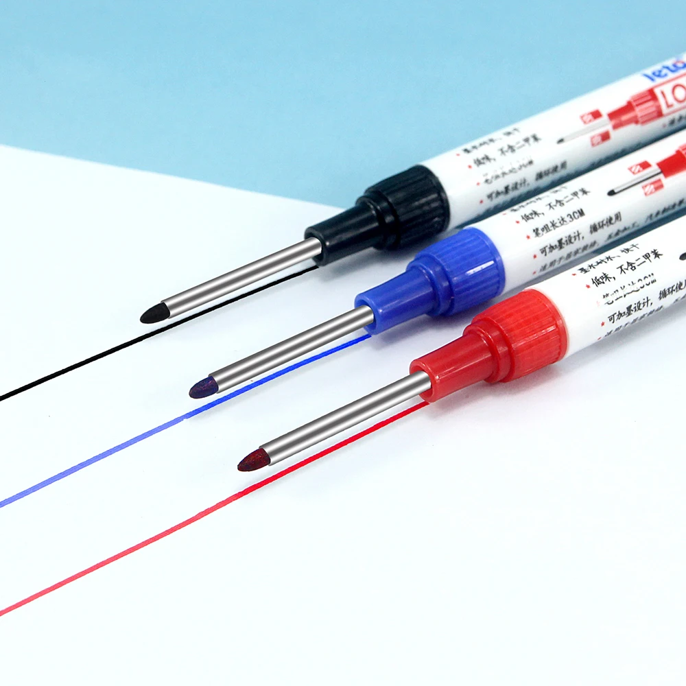 3Pcs/Set Large Capacity Long Head Markers Pen Bathroom Woodworking Decoration Multi-purpose Deep Hole Marker Pens Black Ink permanent marker pen permanent marker long nib markers markers pen permanent markers marker pens