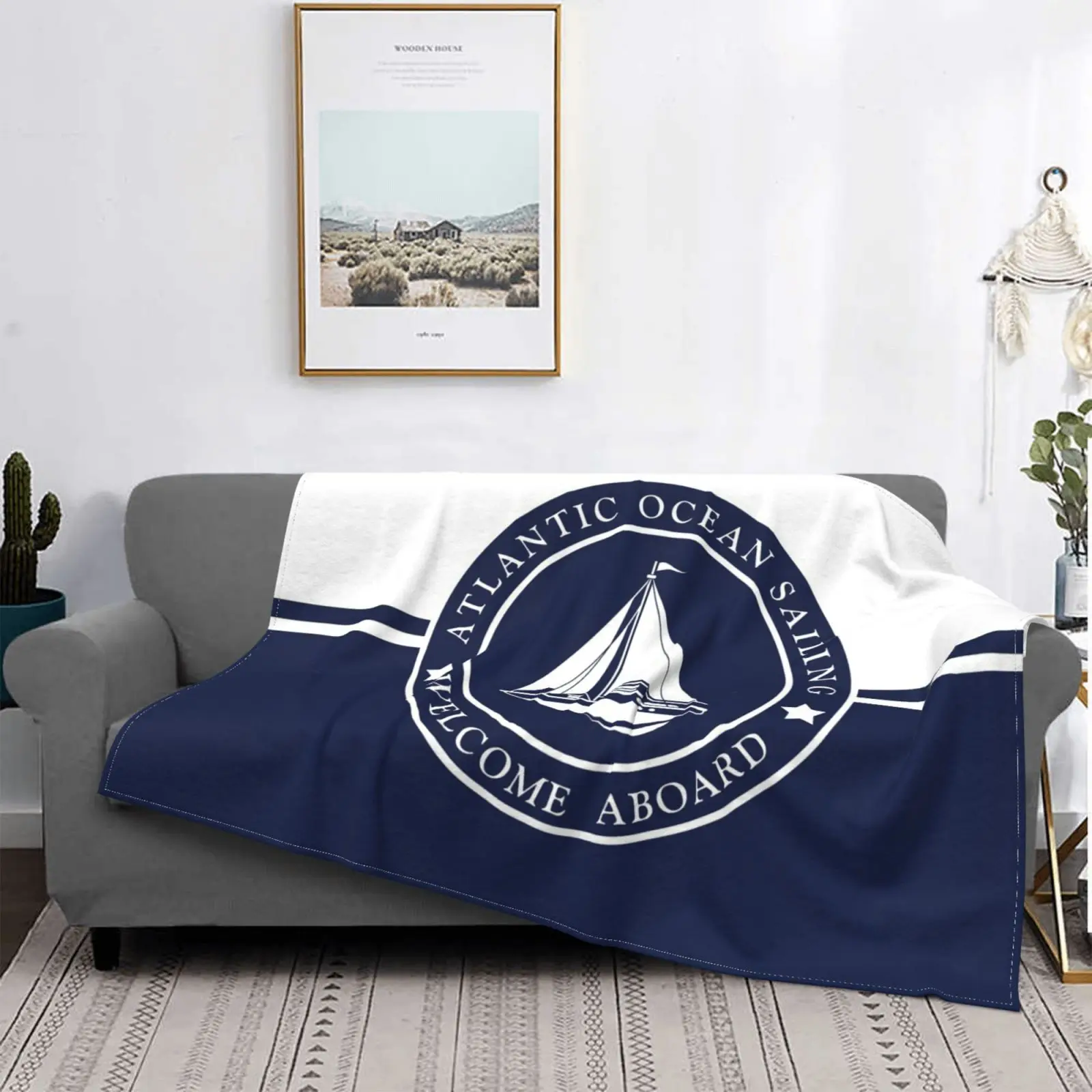 

Blue Nautical Upholstery Blankets Soft Flannel Blankets Bed Blankets Breathable Thermal Bedding & Travel Blankets Customizable