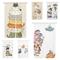 Cartoon Cute Cat Japanese Door Curtain Noren Welcome Home Dining Room Kitchen Partition Short Door Curtain Home Opaque Hanging 1