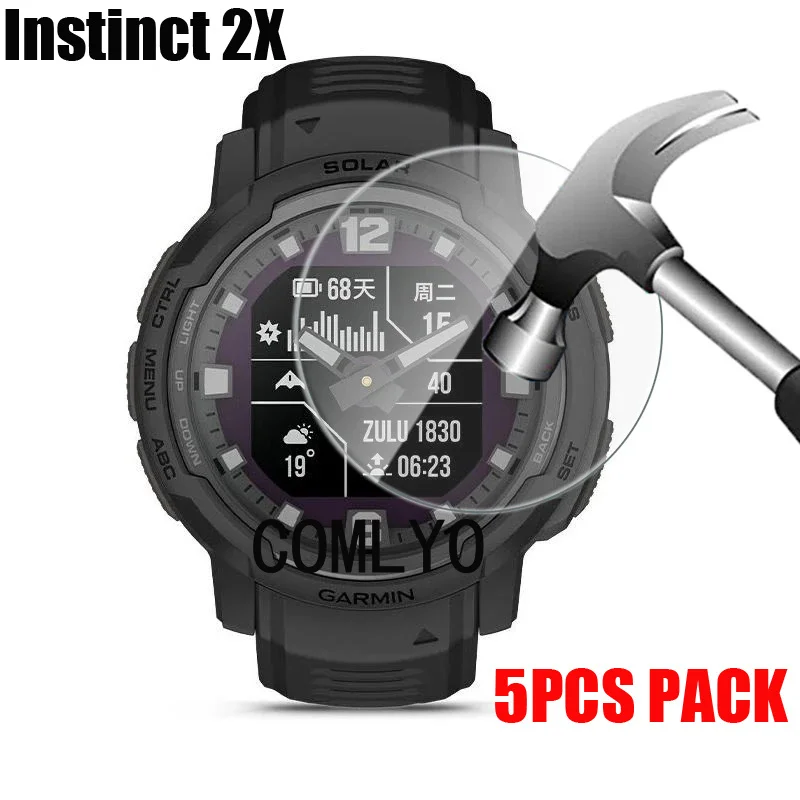 5 Pezzi Per Garmin Instinct 2X Solar Sports Tactical Proteggi Schermo In Vetro Temperato Smart Watch 9H 2.5D Film