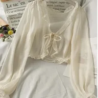 Femmes mince décontracté dentelle arc été Protection solaire vêtements femme Cardigan chemise vêtements hauts Blouse pour femme 5
