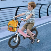 Vélo pour enfants à cadre unique de 14 pouces, unisexe, avec roues d'apprentissage et panier, adapté aux enfants de 3 à 5 ans, bleu/rose/rouge 4