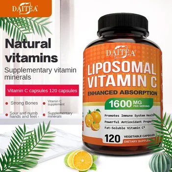 Daitea Vitamin C Complex Liposomal Capsules - 1600 mg Lecithin Collagen Formation - Antioxidant, Energy 1