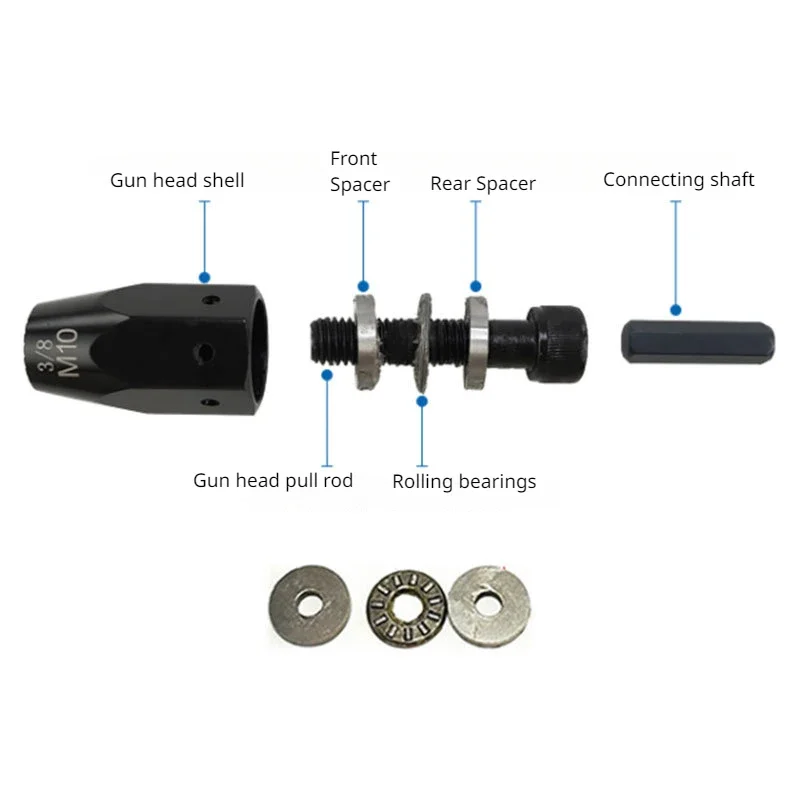 Metric and British Pull Nut Head Pneumatic Pull Nut Head Rivet Nut Gun Pull Cap Gun M3M4M5M6M8M10M12 3