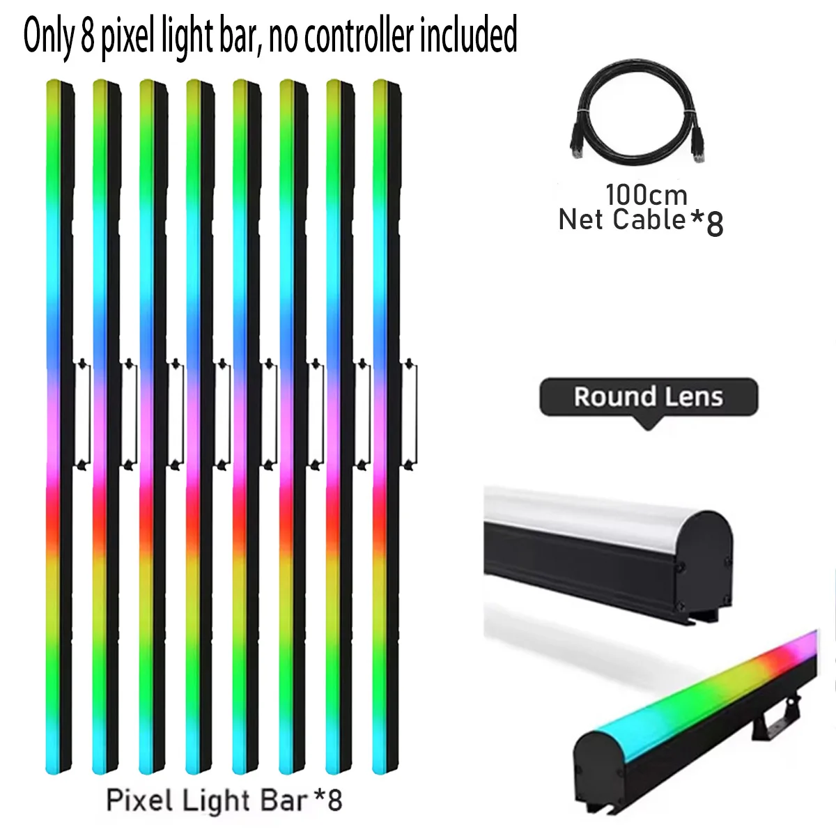 8 RGB LED full-color pixel light bar, stage effect, suitable for party bars, onl