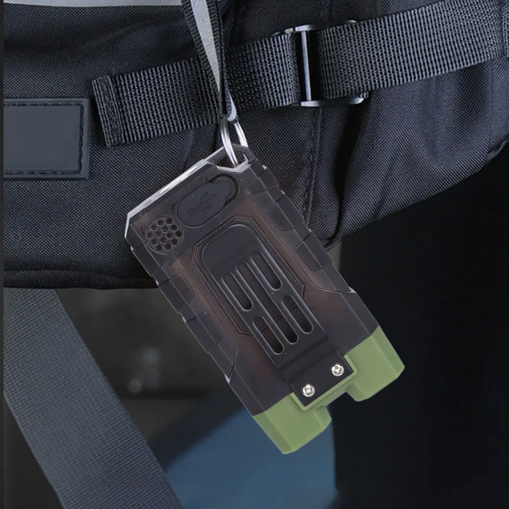 강력한 LED 손전등 키 체인, USB 충전 알람 비상 램프, 야간 달리기 순찰용 비상 포켓 랜턴, 1000mAh