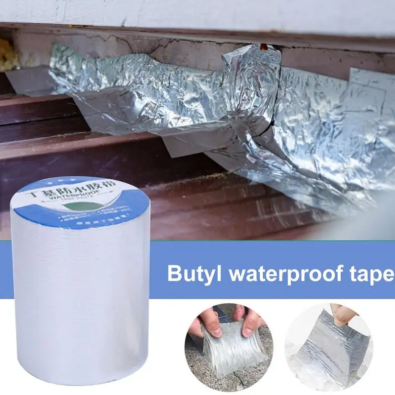 Waterproof Butyl Tape High Temperature Resistance Aluminum Foil Sealing Strap Wall Pool Roof Crack Duct Repair Sealed Self Tape