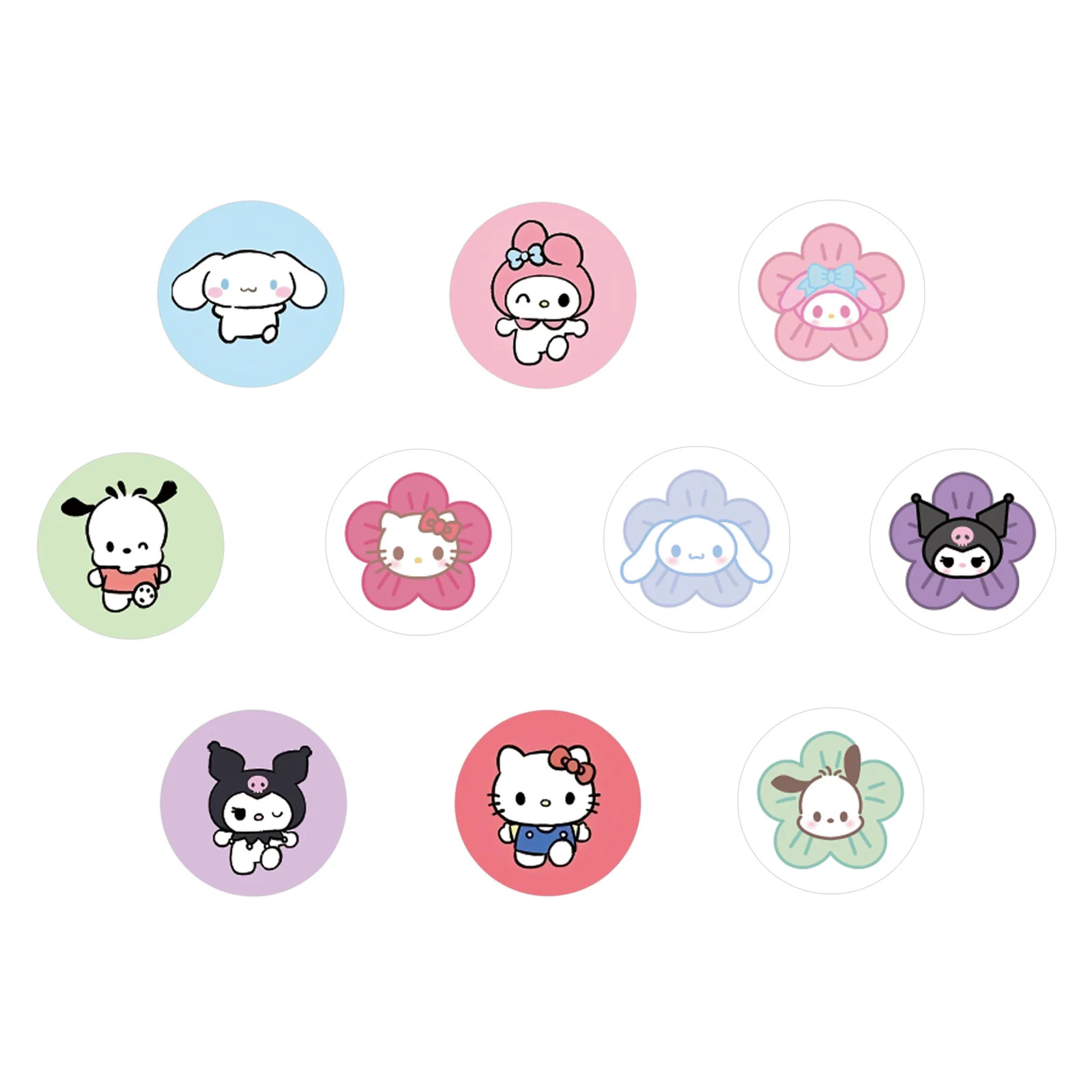 500Pcs/Roll 귀여운 산리오 헬로 키티 멜로디 롤 스티커 DIY 장식 낙서 가방 휴대 전화 케이스 스케이트 보드 어린이 장난감