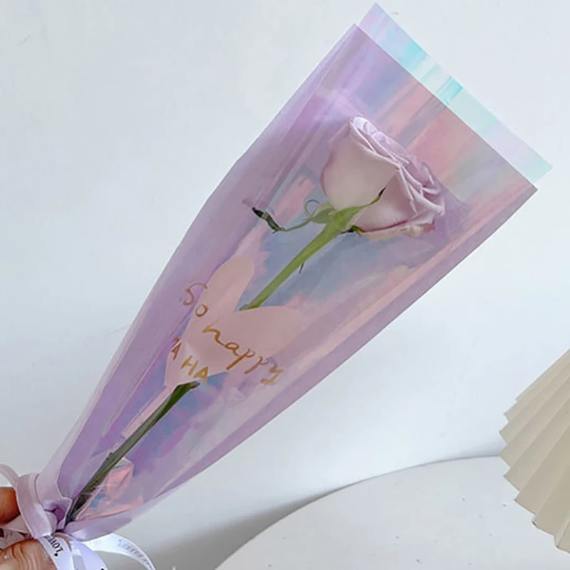 10 Stück einzelne Rosenhüllen Blumenverpackungsbeutel Blumenstrauß Verpackungsbeutel Klare Zellophan-Blumenverpackungen zum Valentinstag – Detail 7