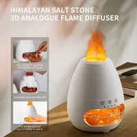 Fashionable 3D Flame Cold Mist Air Humidifier Ultrasonic Salt Stone Night Light Bedroom Sleep Aid Essential Oil DiffuserDiffuser 1