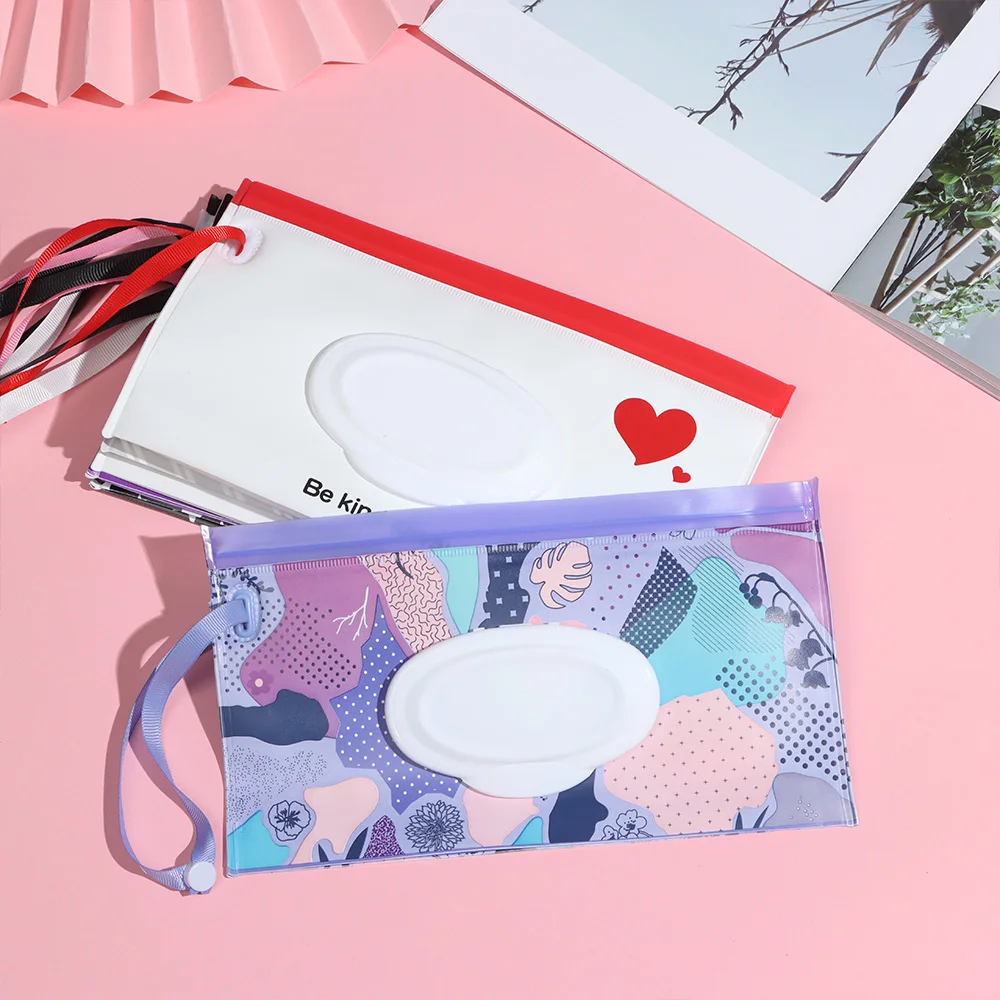 Portable Snap-Strap Wet Wipes Bag 1Pc Fashion Cosmetic Pouch Tissue Box Stroller Accessories Cute Carrying Case Baby Product tissue box wet wipe case baby wipe case wet wipes case wet wipes box