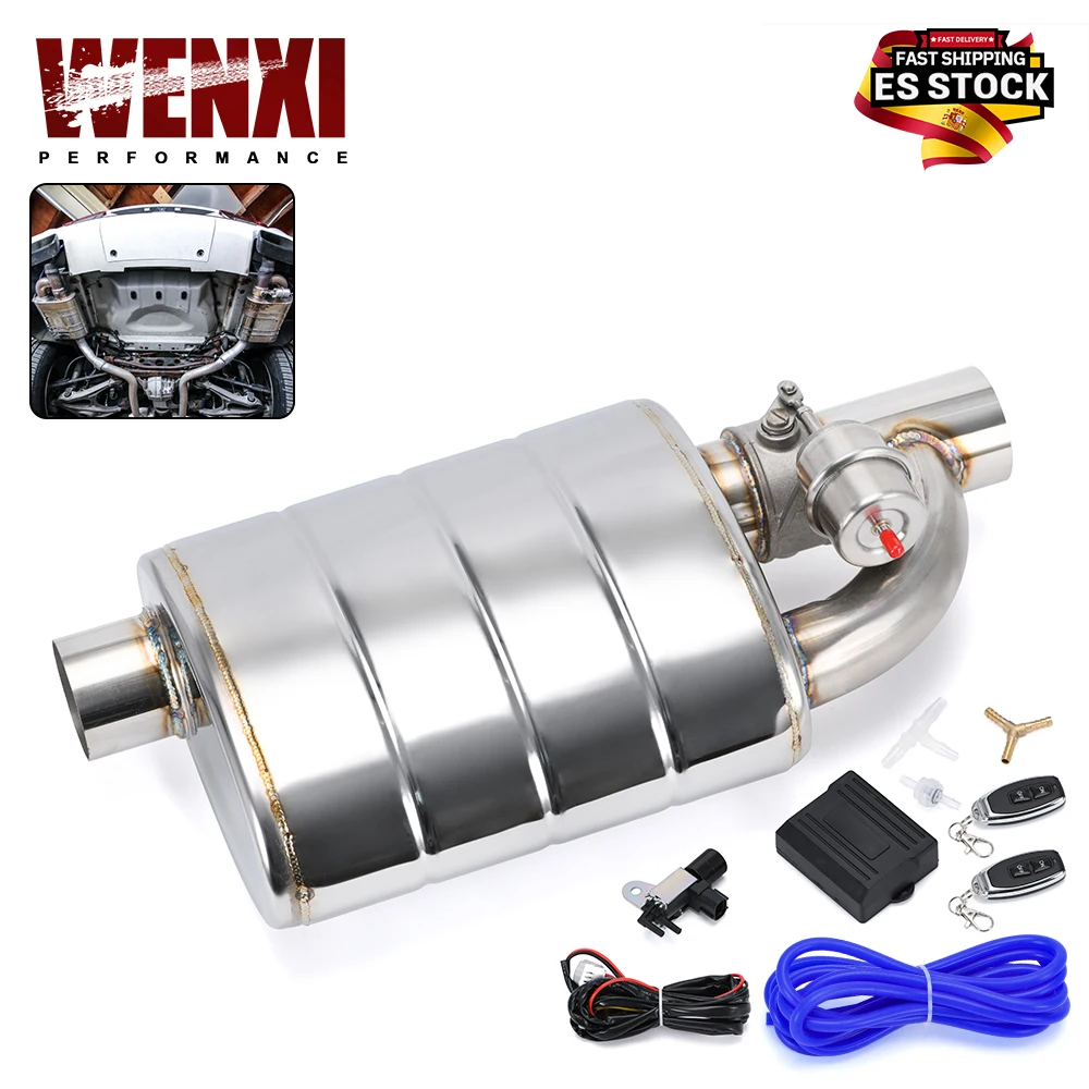 

Stainless Steel 2.5" 3" 3.5" IN/OUT Tip On Single Exhaust Muffler Dump Valve Exhaust Cutout with Wireless Remote Controller Set