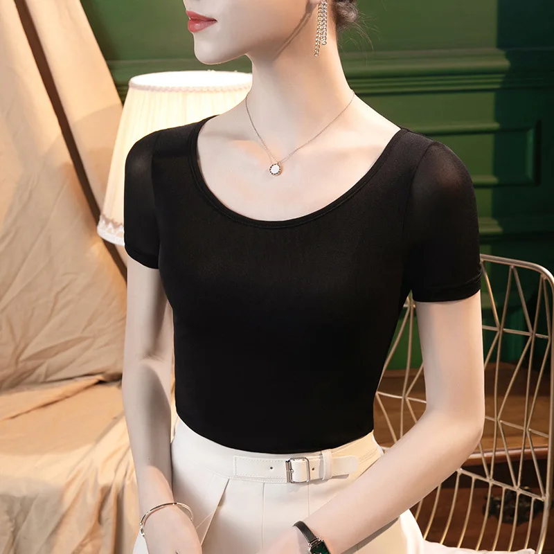 

High Quality 2024 Women clothing Print Spring Summer Short Sleeve Splice pure color T-shirt Sexy fashion Clothes Y2k Corset Girl