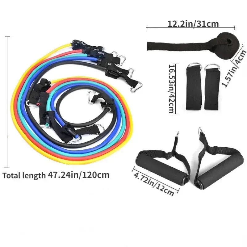 Pull Rope 11pcs/Set Resistance Bands Portable Fitness Equipment Ankle Strap Chest Expander Elastic Exercise Band resistance bands resistance band resistance strap chest expander fitness tension rope