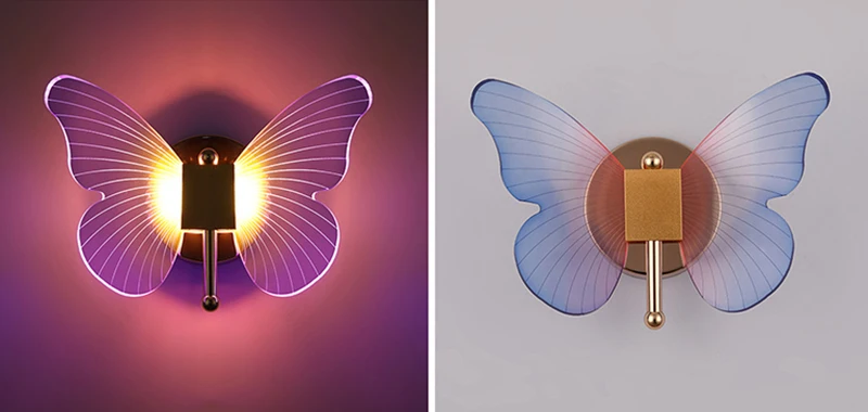 Butterfly Series Wall Lights Nordic Bedroom Bedside Luminaria Sconces LED Wall Lamps for Home Decors Acrylic Iron Lighting бра designer wall lights