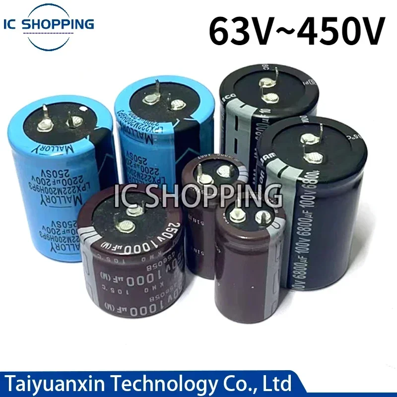 63 Capacitor Eletrolítico de alumínio 200V 250V 400V 450V 47 68 82 100 120 150 180 220 270 330 390 470 560 680 820 1000 2200 3300UF