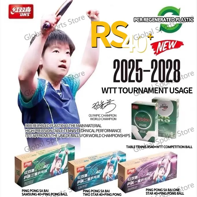 Premium DHS Table Tennis Balls - Enhanced RS40+ New Material - Competition Grade Pingpong Balls (6/10 Pack)